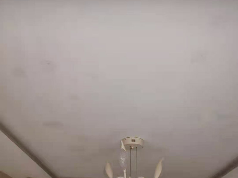 客廳天花板翻新：原有墻頂面有開發(fā)商粗略批蕩，局部肉眼就能看出凹凸不平的差距，有的施工隊(duì)為了趕工，施工方在做墻面找平時(shí)直接用膩?zhàn)佣鴽]用石膏粉，省了一道程序，結(jié)果造成膩?zhàn)訉犹?而膩?zhàn)又荒芷鸬阶屍矫孀兊闷秸饣淖饔茫荒苡脕碚艺`差較大墻面的平整，所以膩?zhàn)诱移奖容^厚的地方就會(huì)陸續(xù)的脫落。 乳膠漆施工溫度低，未能形成連續(xù)的涂膜而龜裂，遇水即會(huì)脫落;基層疏松，有油污等污物，涂膜與基層粘附不好，造成剝落;基層批刮膩?zhàn)訌?qiáng)度低，膩?zhàn)訉游锤赏讣赐克⑷槟z漆;基層過于平滑，以造成涂膜附著力不好。剝落：防范：施工前先觀察一