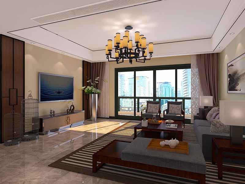 廣州增城區(qū)電視墻裝修設(shè)計(jì)圖中式簡約