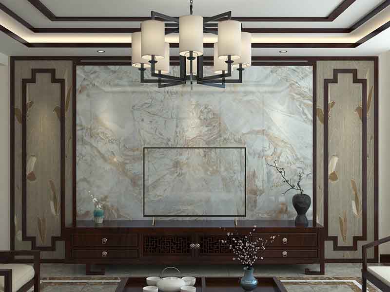 廣州增城區(qū)電視墻裝修設(shè)計(jì)圖中式簡約