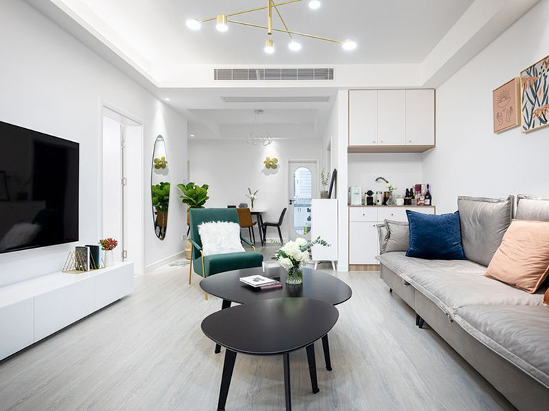 武漢市洪山區(qū)132平四居室整體裝修設(shè)計-客廳設(shè)計